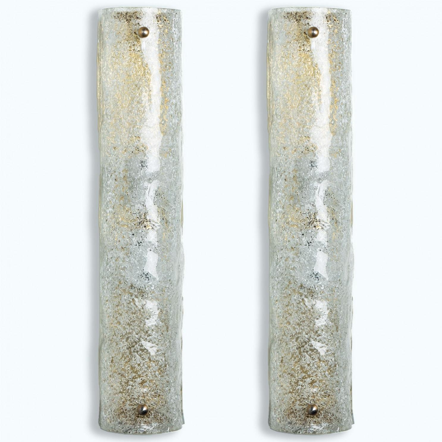 1 de los 2 Pares de Apliques de Cristal Burbujeado Transparente de Hillebrand, Alemania, 1969 mediados del siglo XX en venta