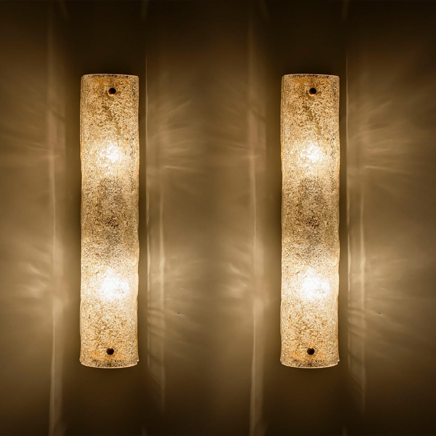 1 de los 2 Pares de Apliques de Cristal Burbujeado Transparente de Hillebrand, Alemania, 1969 en venta 1