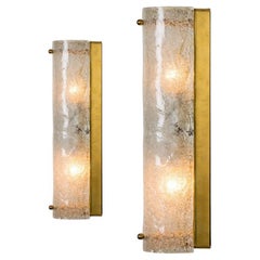 1 of the 2 Pairs of Clear Bubbled Glass Wall Lights by Hillebrand, Germany, 1969