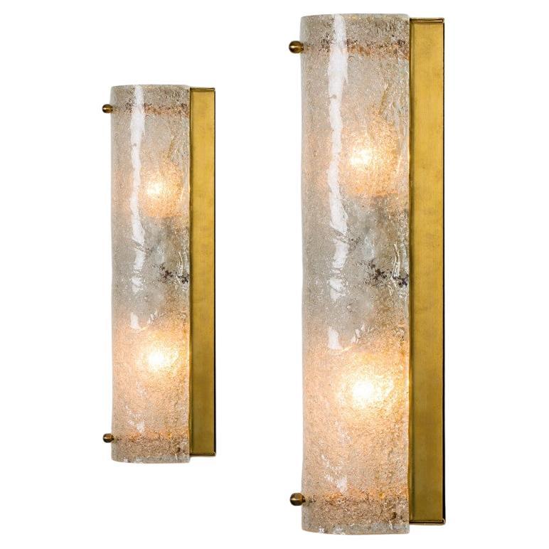 1 delle 2 coppie di applique in vetro trasparente con bolle di Hillebrand, Germania, 1969