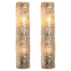 1 of the 2 Pairs of Clear Bubbled Glass Wall Lights by Hillebrand, Germany, 1969