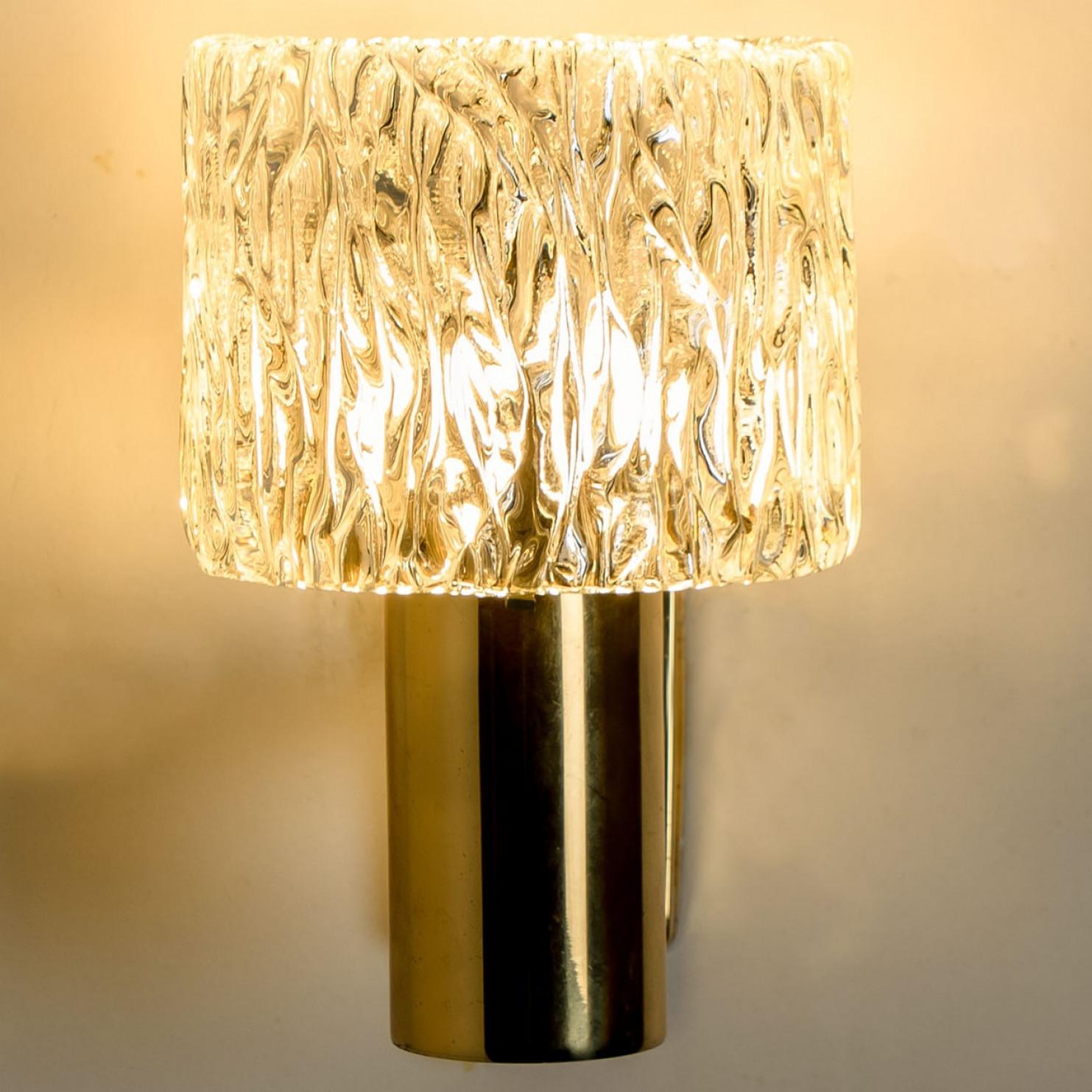 1 of the 2 Pairs of Glass Torch Wall Sconces by Fagerlund, 1960 For Sale 2