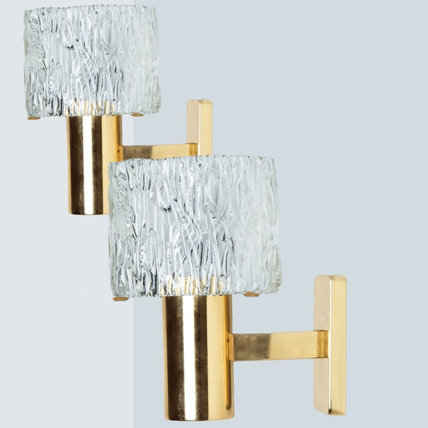 1 of the 2 Pairs of Glass Torch Wall Sconces by Fagerlund, 1960 For Sale 10