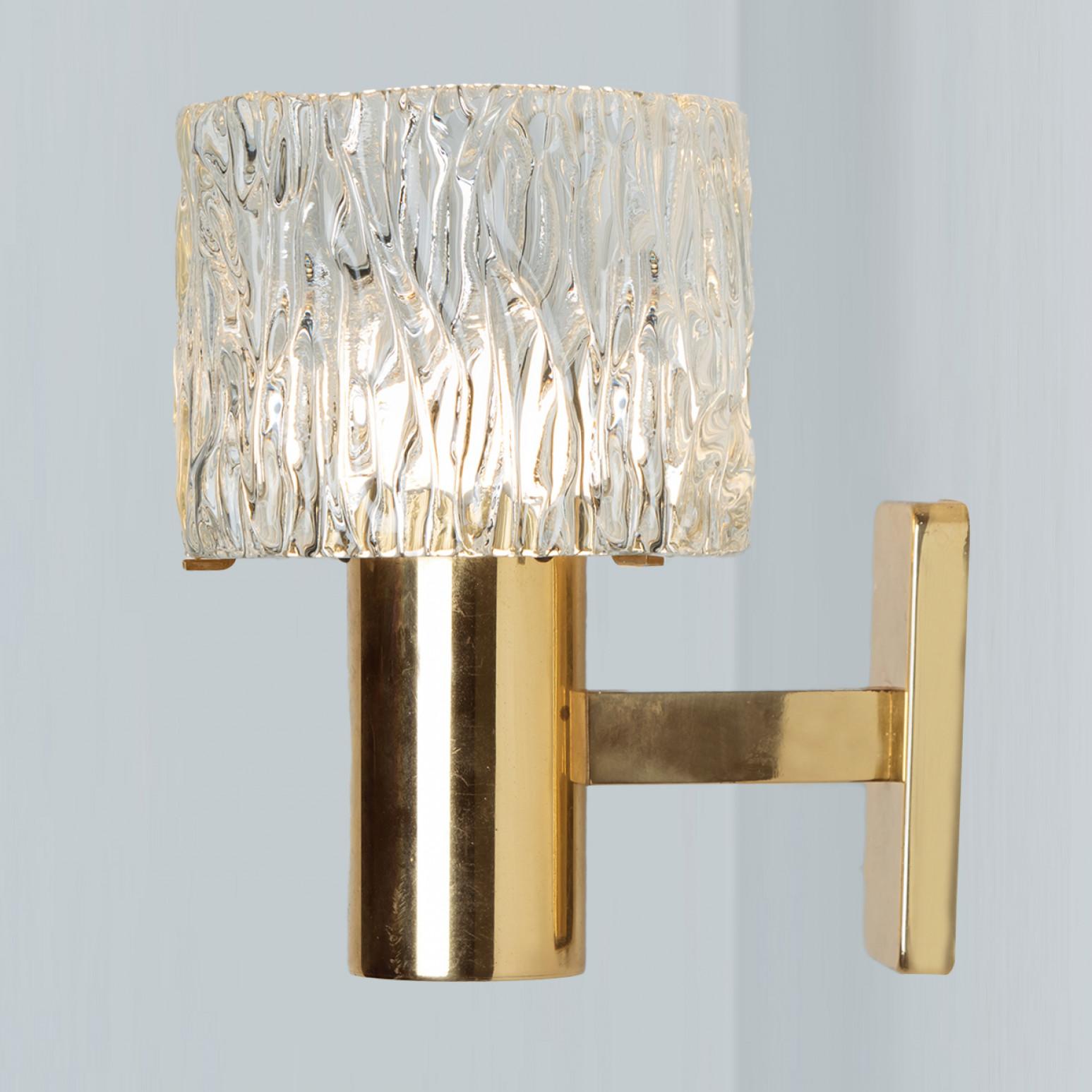 Mid-20th Century 1 of the 2 Pairs of Glass Torch Wall Sconces by Fagerlund, 1960 For Sale
