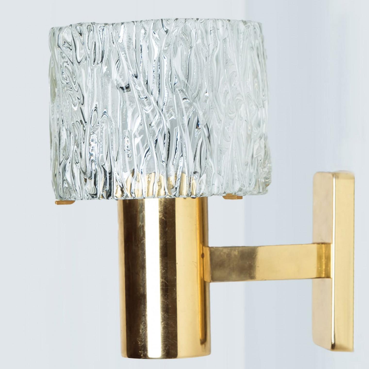 Mid-20th Century 1 of the 2 Pairs of Glass Torch Wall Sconces by Fagerlund, 1960 For Sale