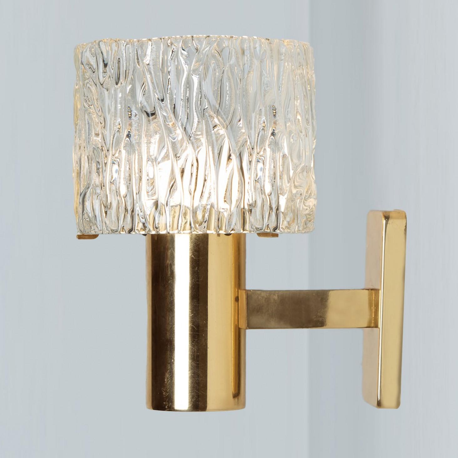 1 de las 2 Parejas de Apliques Antorcha de Cristal de Fagerlund, 1960 Latón en venta