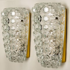 1 of the 2 Pairs of Glass Wall Lights Sconces by Tynell for Glashütte, 1960