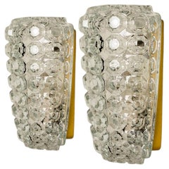 1 of the 2 Pairs of Glass Wall Lights Sconces by Tynell for Glashütte, 1960
