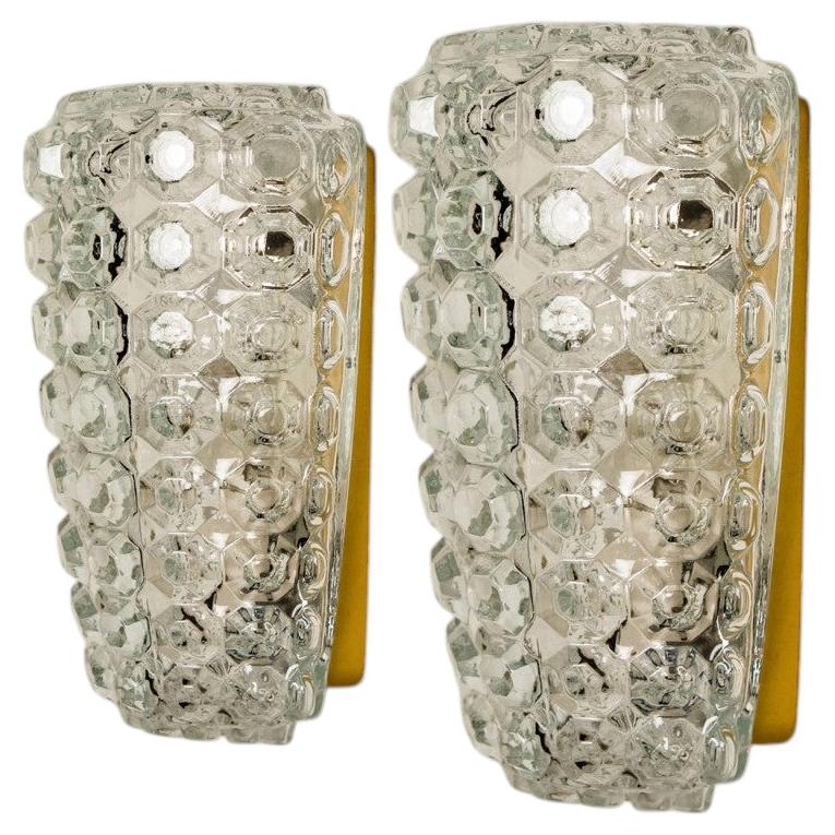 1 of the 2 Pairs of Glass Wall Lights Sconces by Tynell for Glashütte, 1960