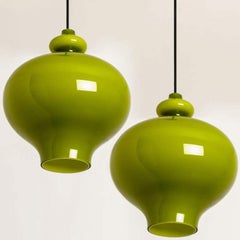 1 of the 2 Pairs of Hans-Agne Jakobsson for Staff Green Glass Pendant Lights