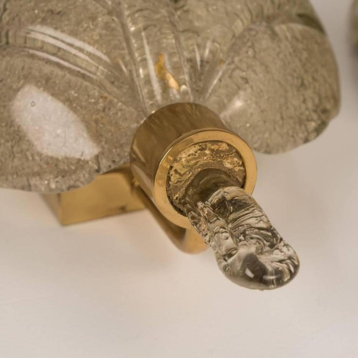 Italiano 1 of the 2 Pairs of Large Wall Sconces Barovier & Toso Gold Glass Murano, 1960 in vendita