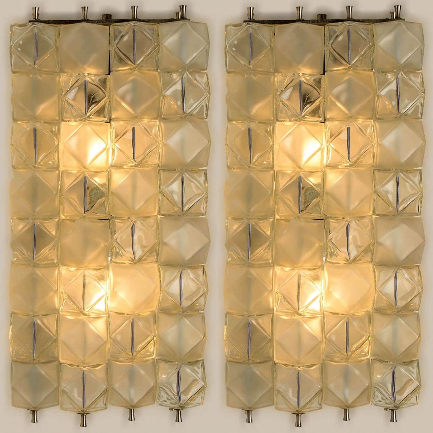 1 des 2 paires de lampes murales XL Filvem Voghera Crystal et nickelé en vente 5