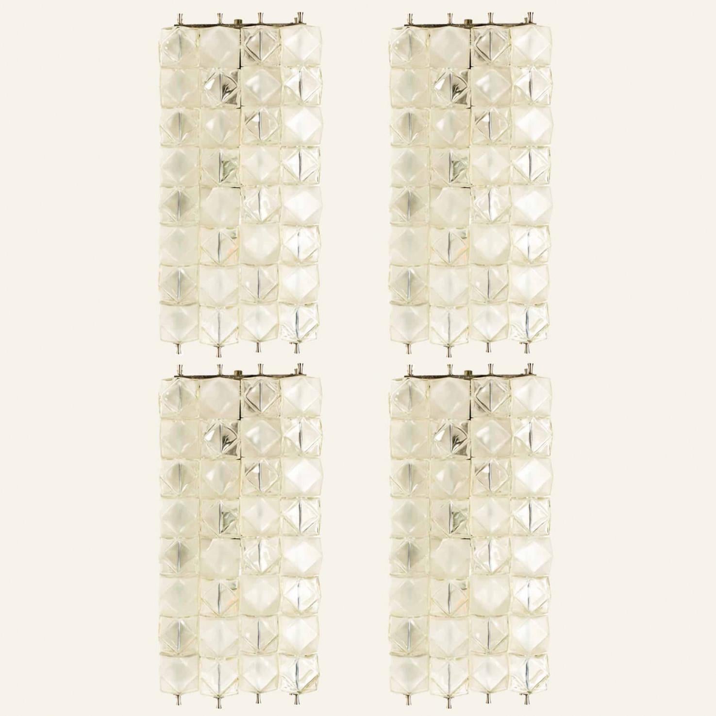 Mid-Century Modern 1 of the 2 pairs XL Filvem Voghera Crystal and Nickel Plated Wall Lamps For Sale