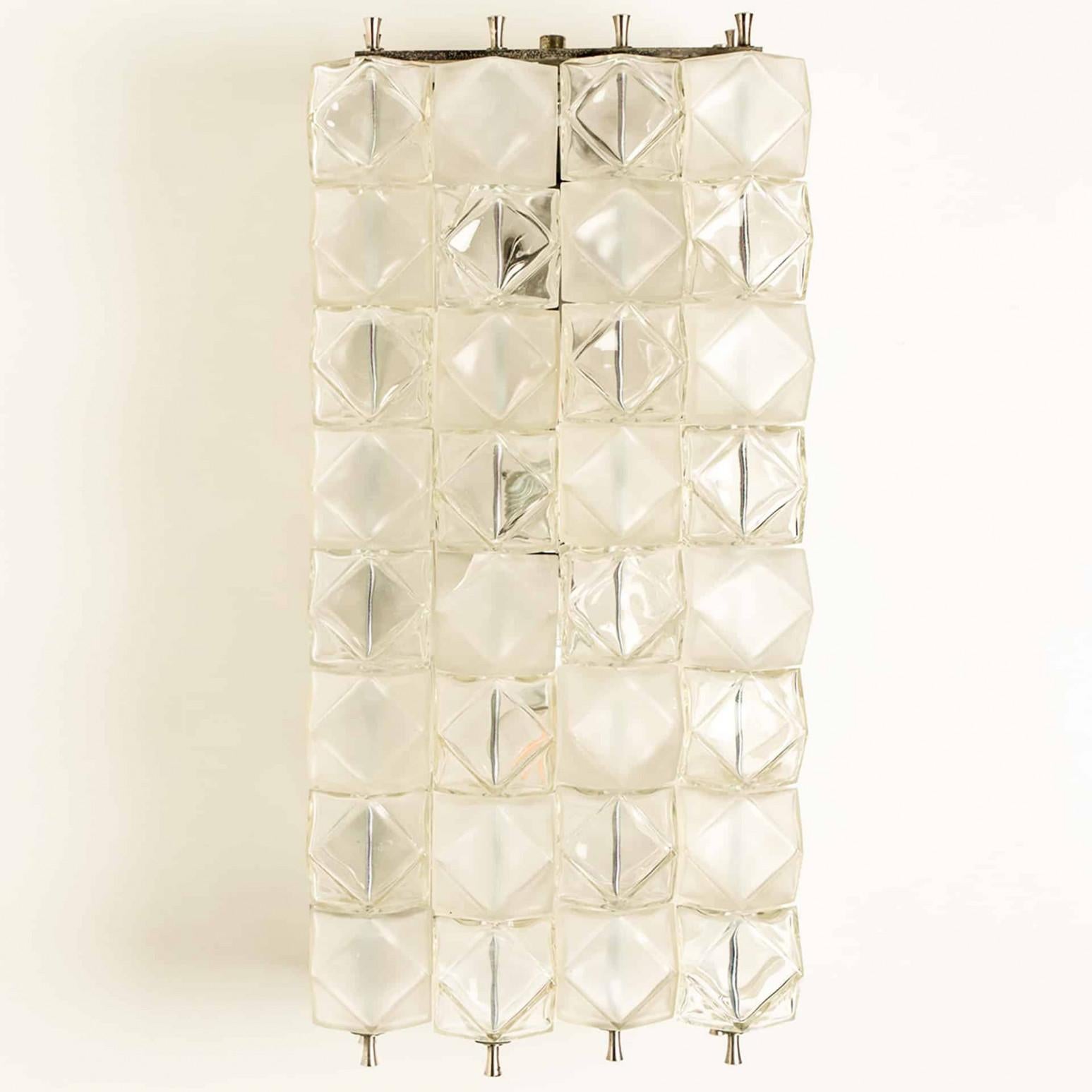 Austrian 1 of the 2 pairs XL Filvem Voghera Crystal and Nickel Plated Wall Lamps For Sale