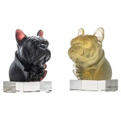 1 delle 2 sculture di Pate de Verre Bulldog di Daum, Francia