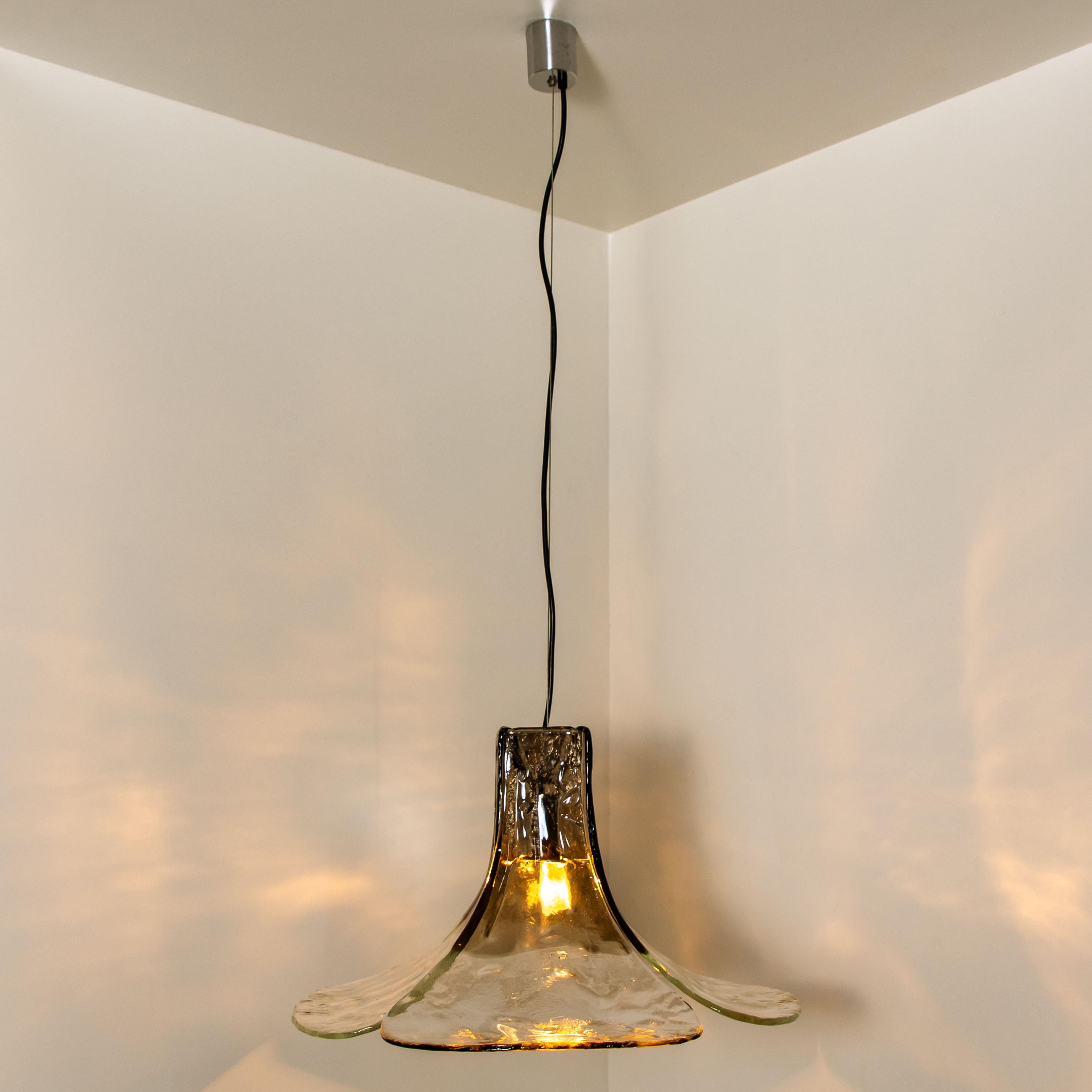 Glass 1 of the 2 Pendant Lamps by Carlo Nason for Mazzega