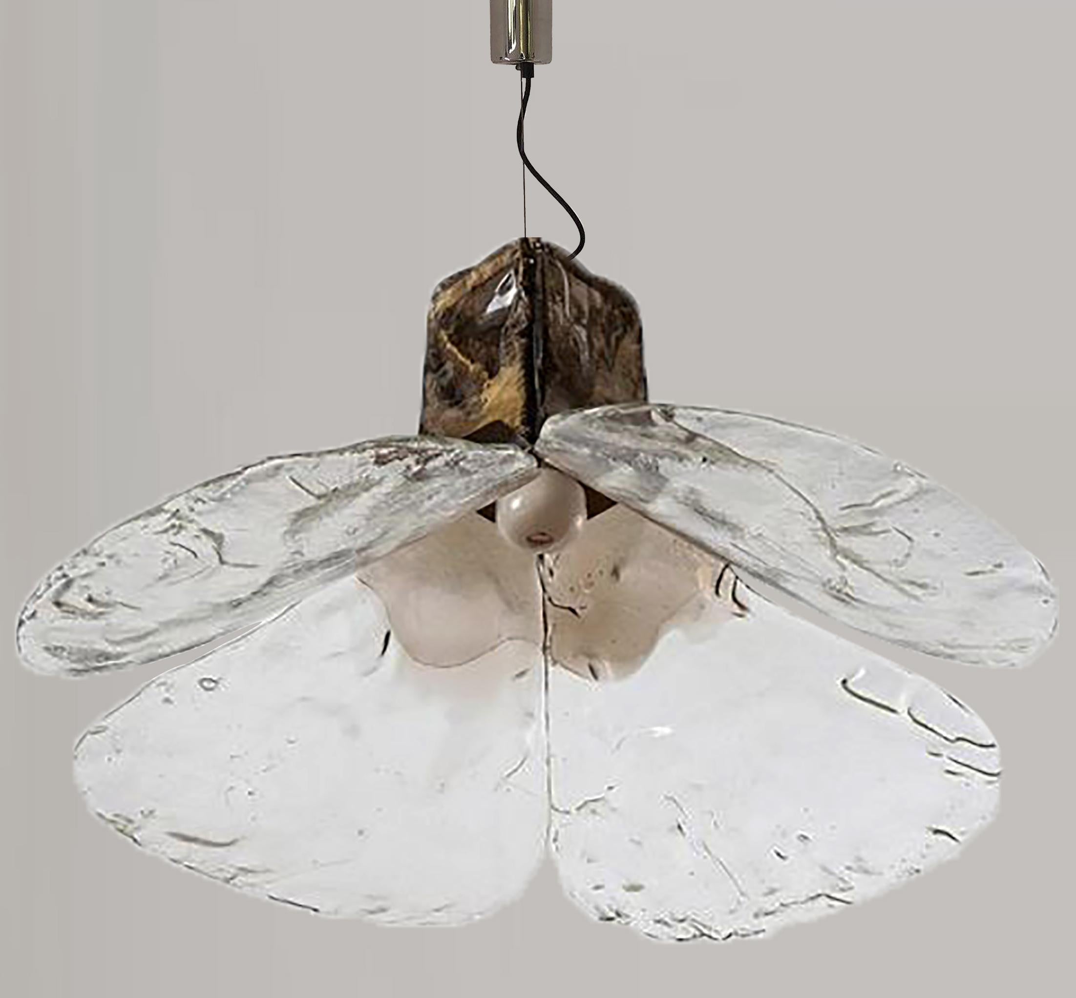 Mid-Century Modern 1 of the 2 Pendant Lamps Model LS185 by Carlo Nason for Mazzega For Sale