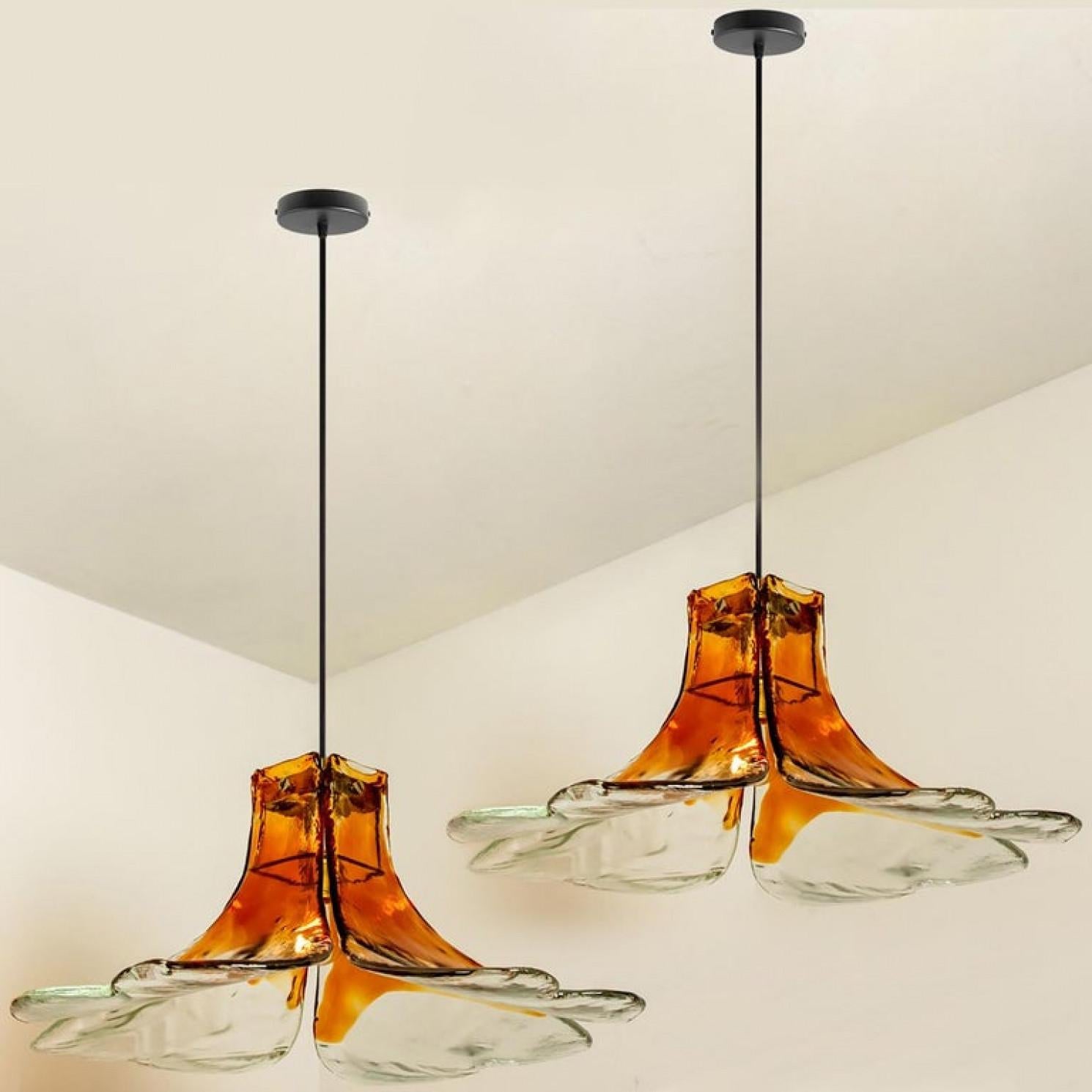 Other 1 of the 2 Pendant Lamps Model LS185 by Carlo Nason for Mazzega For Sale
