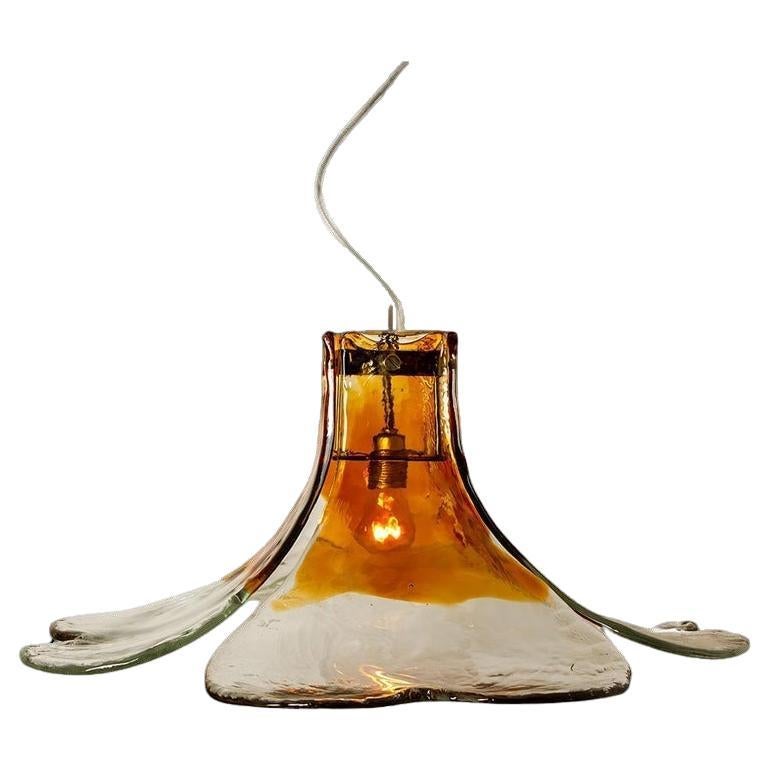 1 of the 2 Pendant Lamps Model LS185 by Carlo Nason for Mazzega For Sale