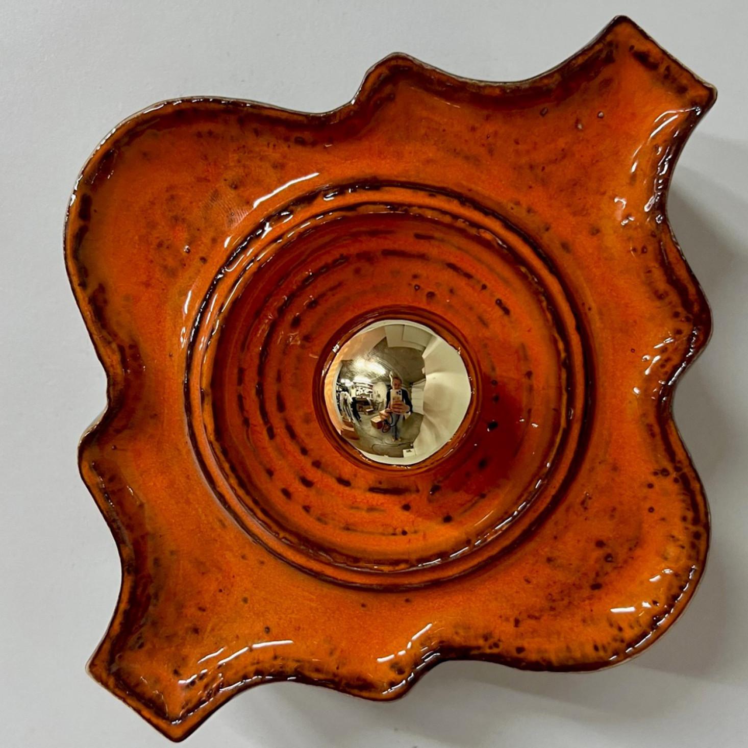 1 of the 2 Playful orange Ceramic Wall Lights Ceramic, Germany For Sale 1