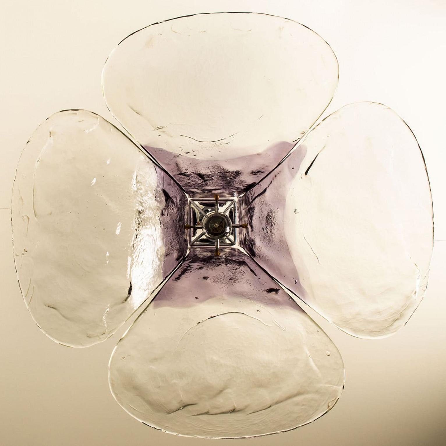 1 des 2 lampes suspendues en verre violet et transparent de Carlo Nason pour Mazzega, 1960 en vente 4