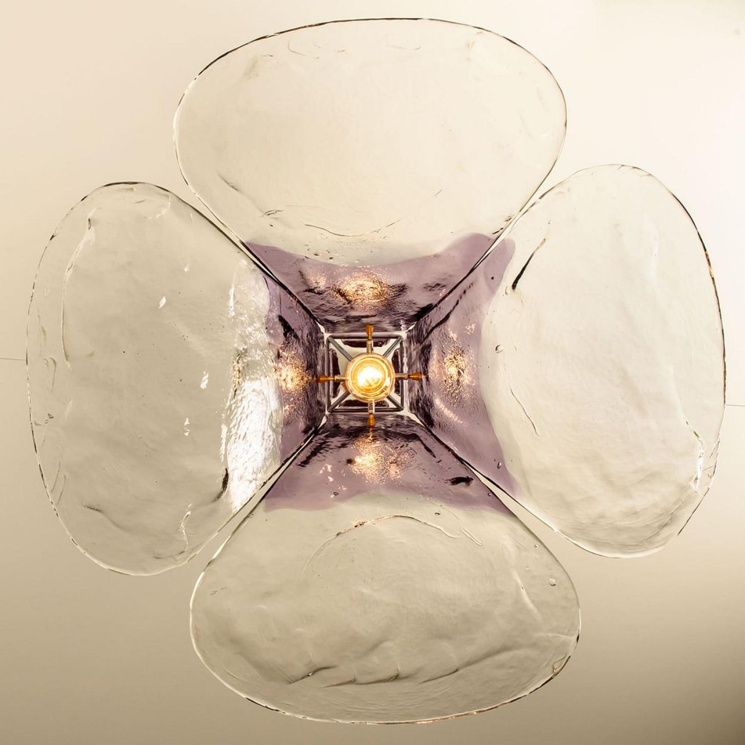1 des 2 lampes suspendues en verre violet et transparent de Carlo Nason pour Mazzega, 1960 en vente 1