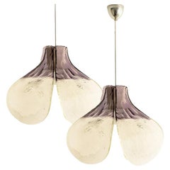 1 of the 2 Purple and Clear Glass Pendant Lamps by Carlo Nason for Mazzega, 1960 1 of the 2 Purple and Clear Glass Pendant Lamps by Carlo Nason for Mazzega, 1960