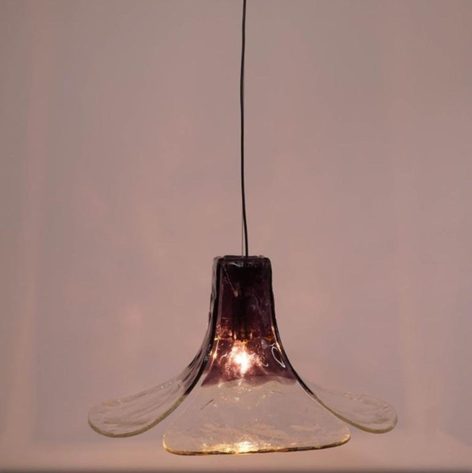 1 of the 2 Purple Clear Pendant Lamps by Carlo Nason for Kalmar, 1970s For Sale 3