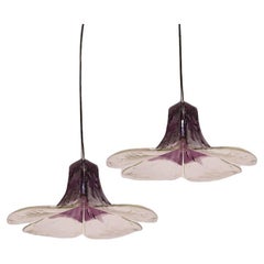 1 of the 2 Purple Clear Pendant Lamps by Carlo Nason for Kalmar, 1970s 1 of the 2 Purple Clear Pendant Lamps by Carlo Nason for Kalmar, 1970s