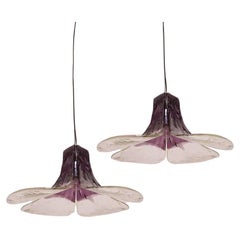 1 of the 2 Purple Clear Pendant Lamps by Carlo Nason for Kalmar, 1970s