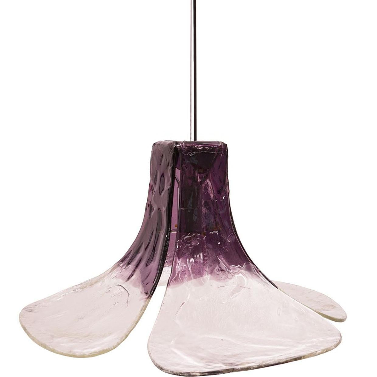 1 of the 2 Purple Clear Pendant Lamps by Carlo Nason for Mazzega 4