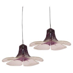 1 of the 2 Purple Pendant Lamps Model LS185 by Carlo Nason for Mazzega