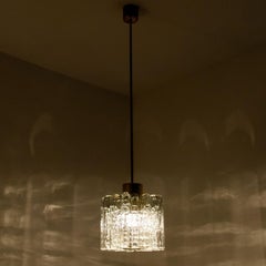 1 of the 2 Round Textured Clear Glass Doria Pendant Lamp, 1960s