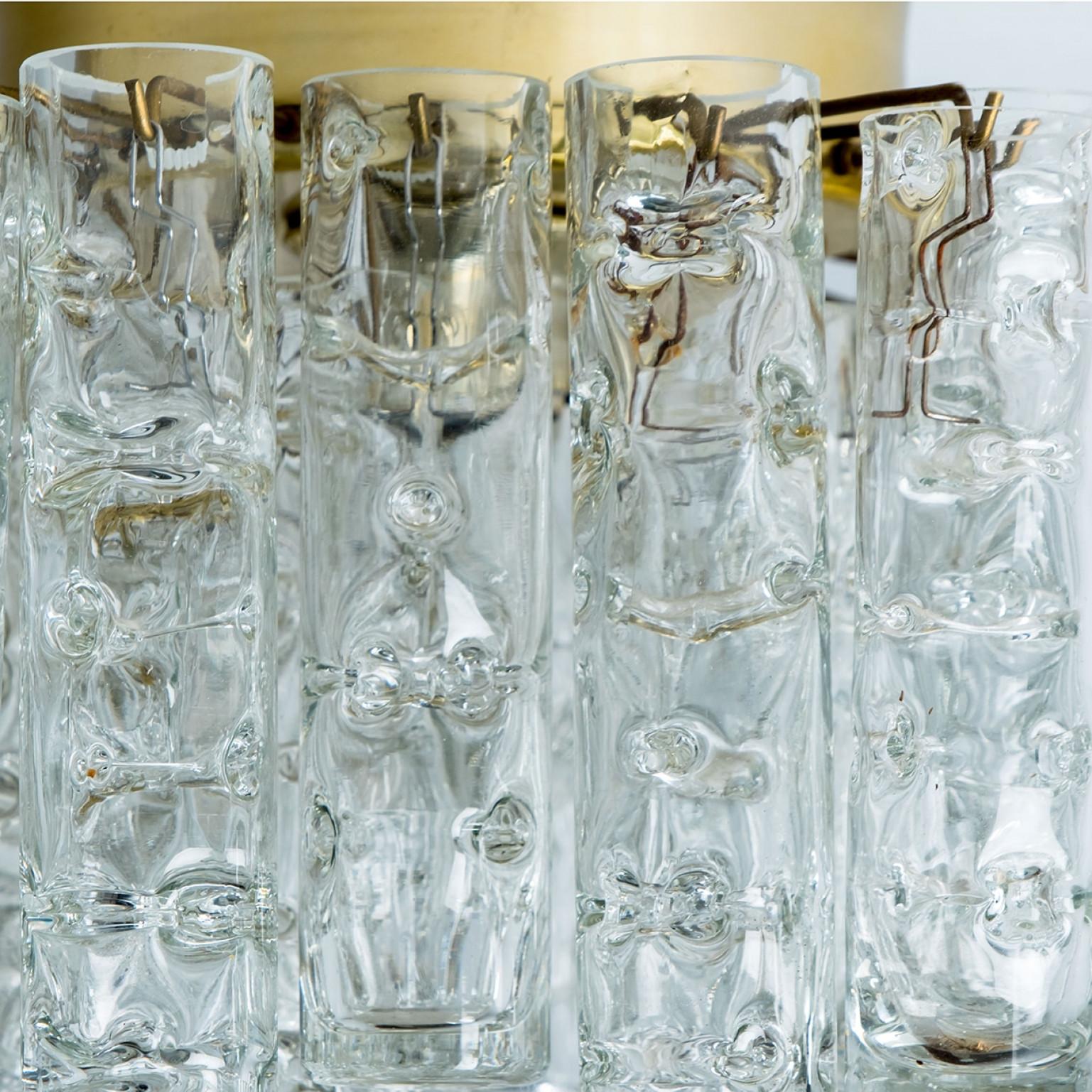 1 de los 2 Empotrables dorados redondos de cristal transparente texturizado, años 60, Doria Leuchten en venta 8