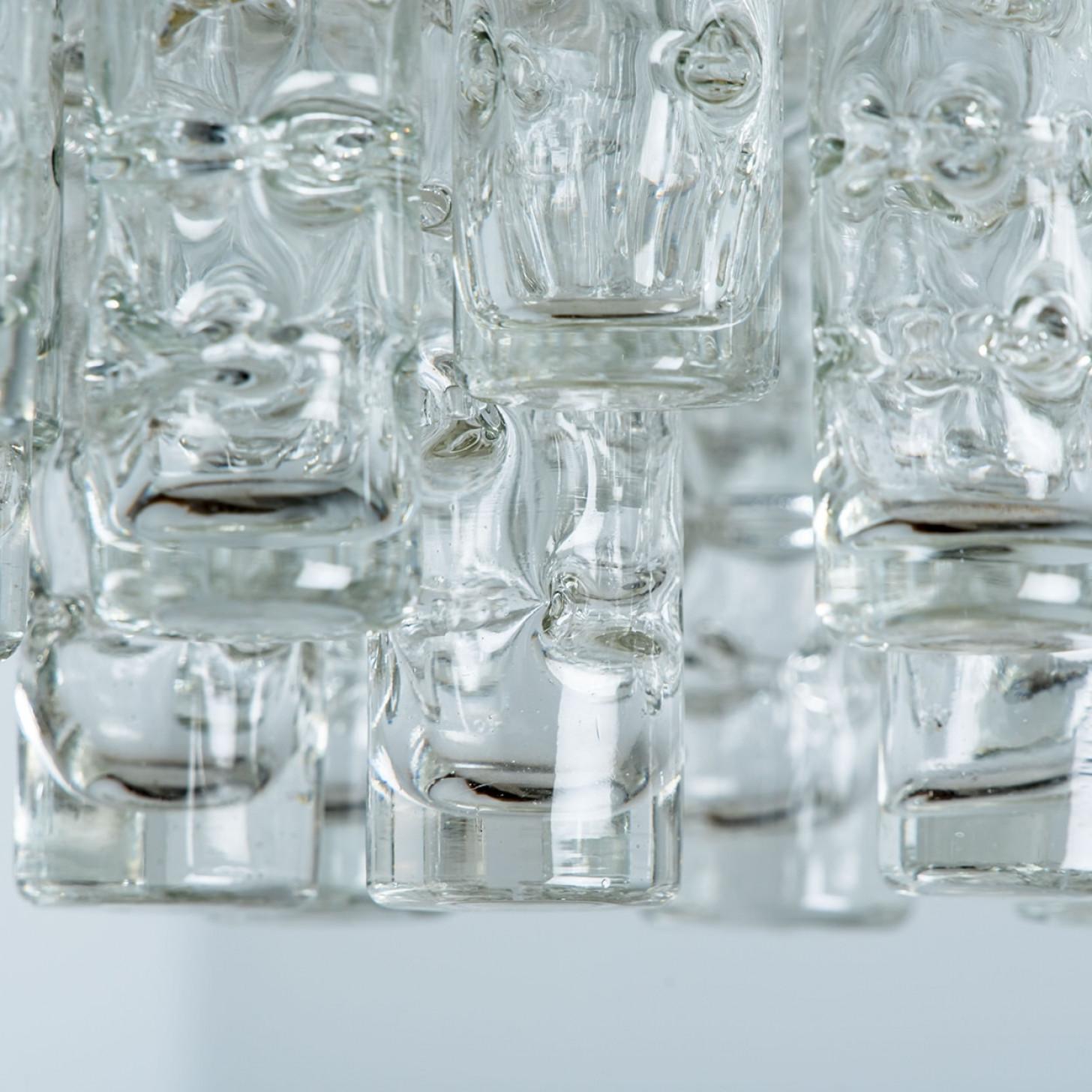 1 of the 2 Round Textured Clear Glass Gold Flush Mount, 1960s, Doria Leuchten For Sale 9