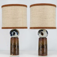 1 of the 2 Sculptural Ceramic Lamp by Rorstrand Ateljé, Lampshade by R. Houben