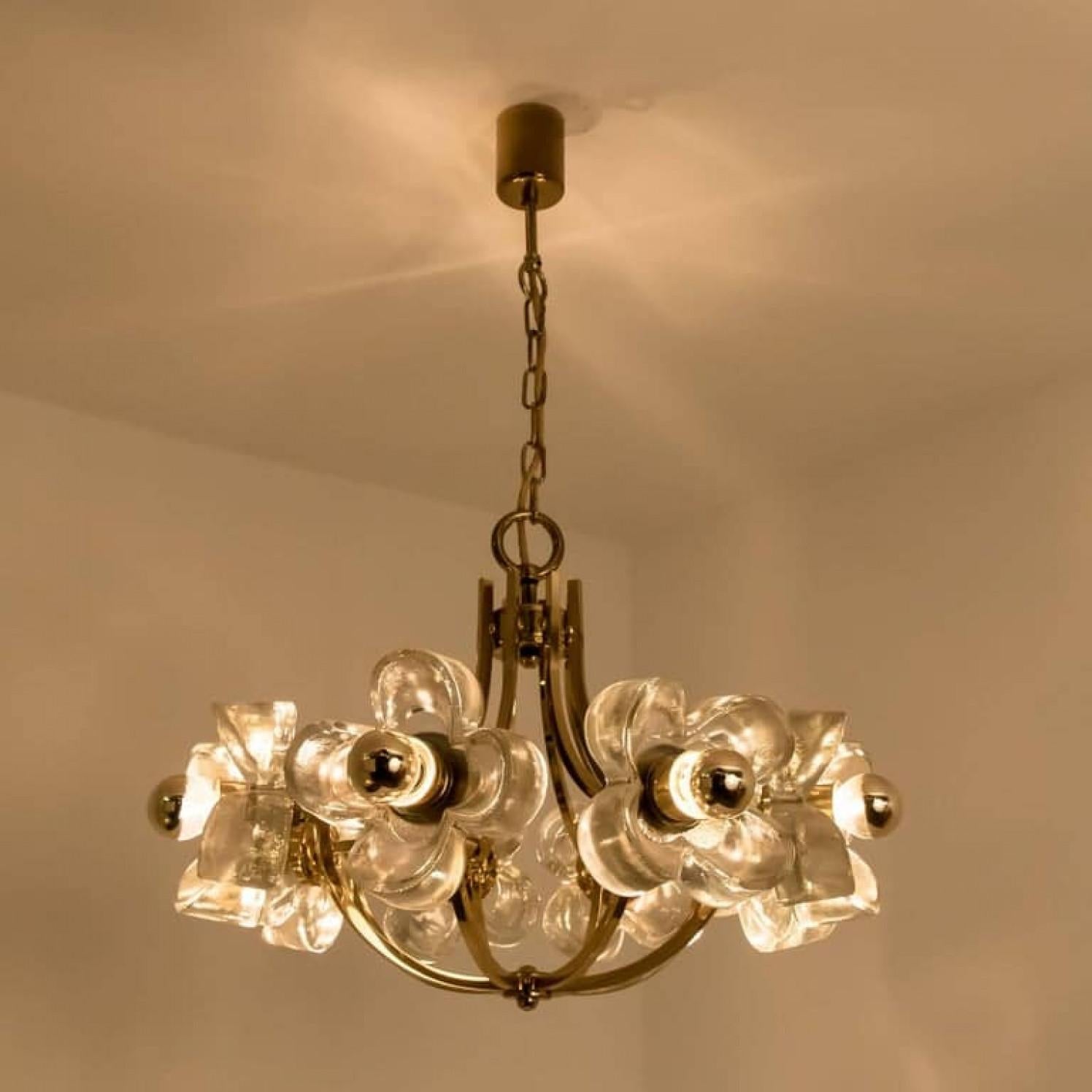 1 de 2 Lámpara de cristal y latón Sische, diseño modernista de los años 60, Kalmar Sty en venta 2