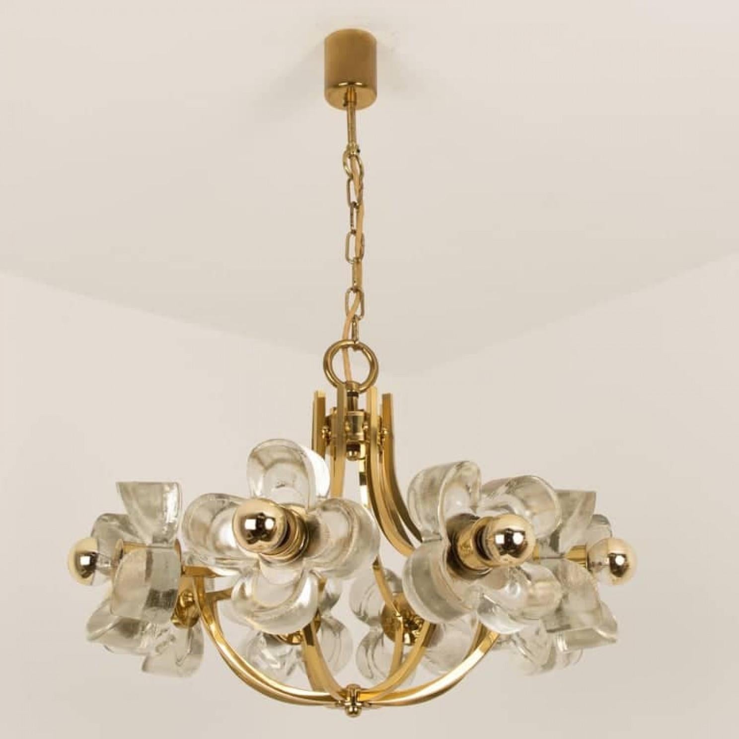 1 de 2 Lámpara de cristal y latón Sische, diseño modernista de los años 60, Kalmar Sty Alemán en venta