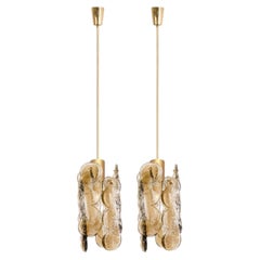 1 der 2 kleinen Kalmar Citrus Swirl Rauchglas-Anhänger, Österreich, 1960er Jahre