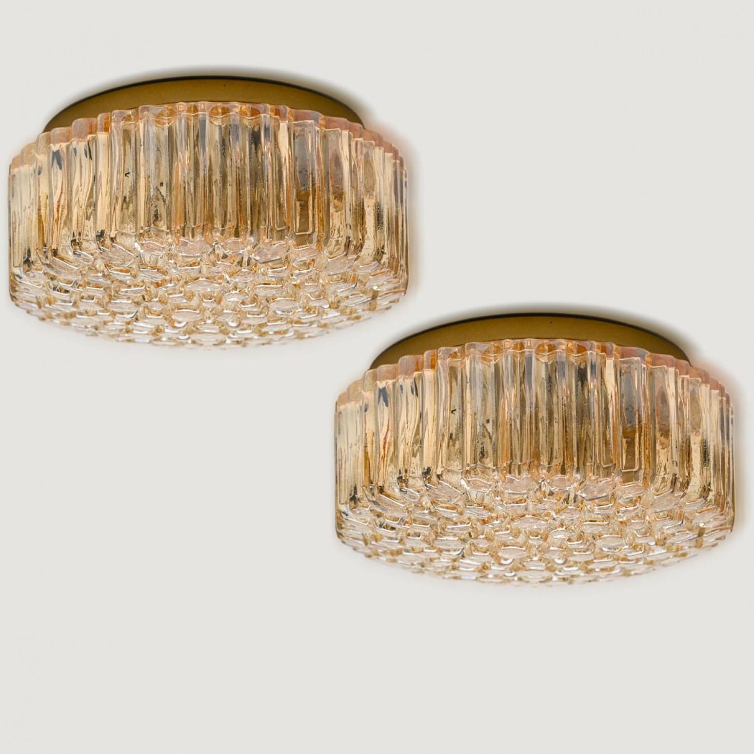 Other 1 of the 2 Small Round Clear Textured Glass Wall Lights Flush mount, Limburg For Sale