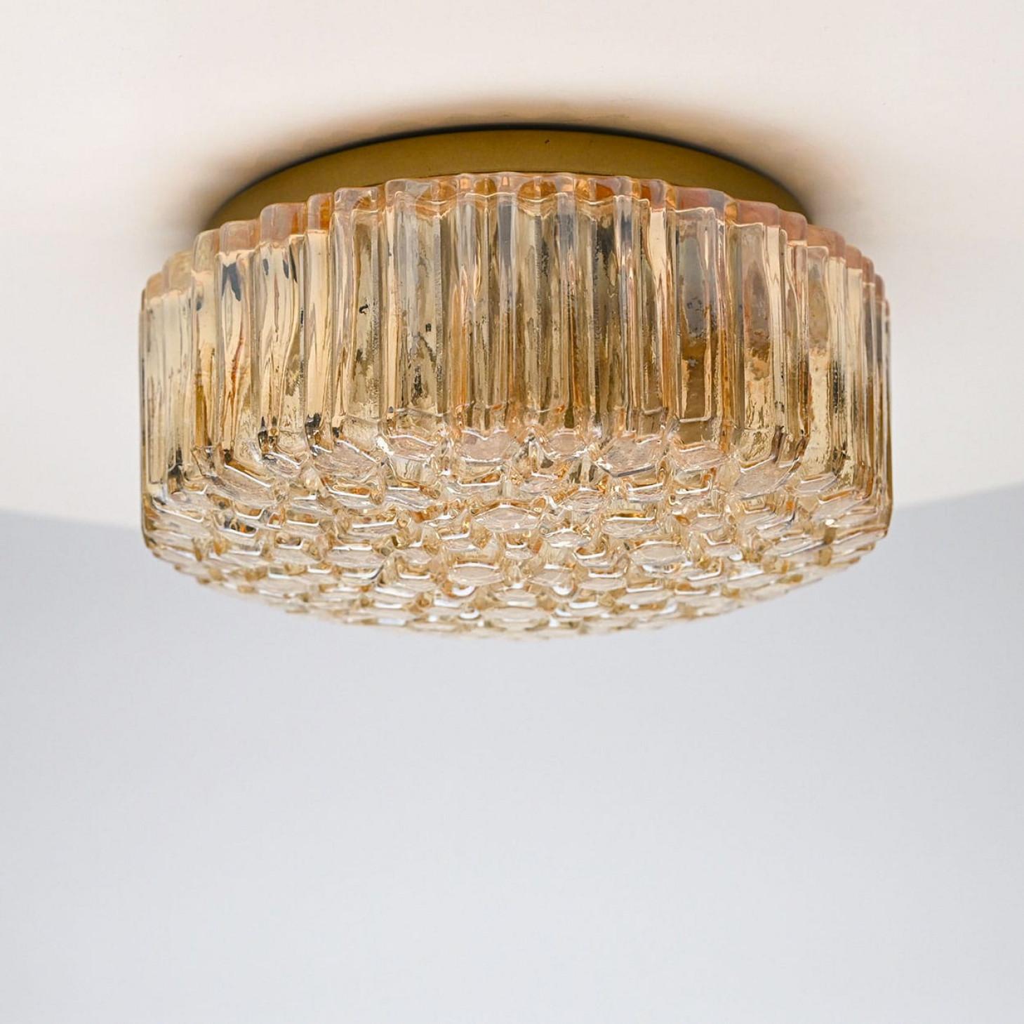 Metal 1 of the 2 Small Round Clear Textured Glass Wall Lights Flush mount, Limburg For Sale