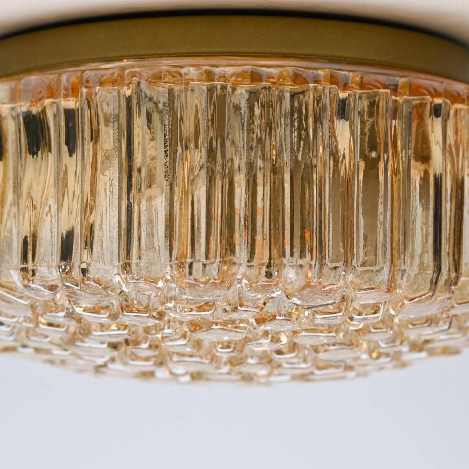1 of the 2 Small Round Clear Textured Glass Wall Lights Flush mount, Limburg For Sale 1