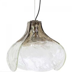 1 of the 2 Smoked Pendant Lamps by Carlo Nason for Mazzega