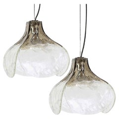 1 of the 2 Smoked Pendant Lamps by Carlo Nason for Mazzega