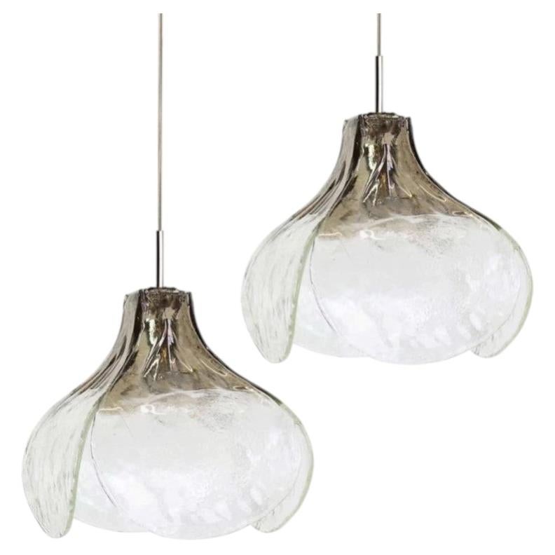 1 of the 2 Smoked Pendant Lamps by Carlo Nason for Mazzega