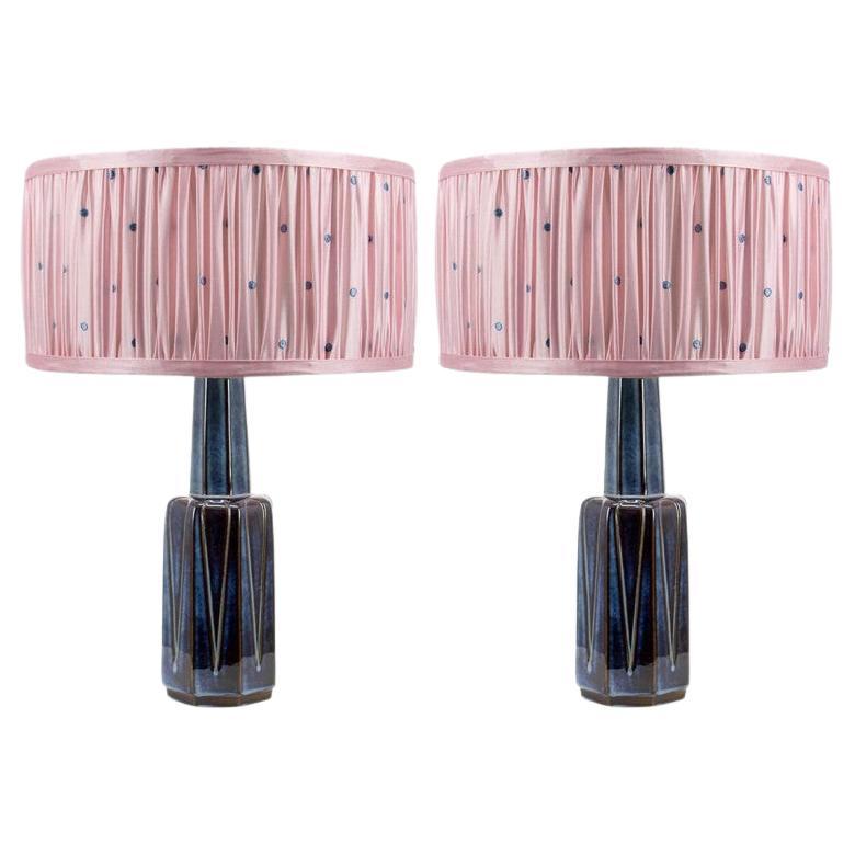 1 of the 2 Soholm Table Lamps with New Custom Made Pleated Lampshade, 1960s For Sale