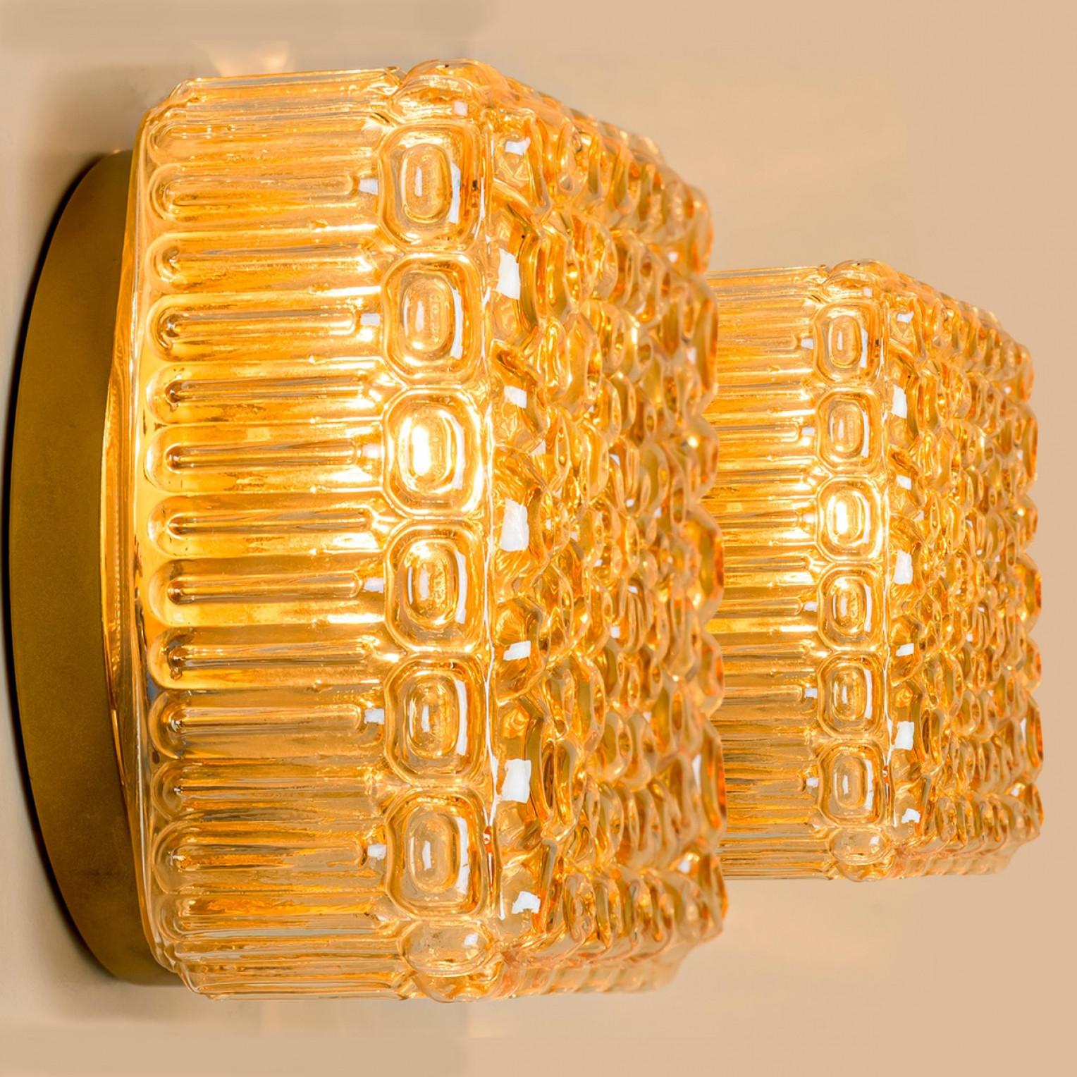 1 of the 2 Square Amber Glass Flush Mounts in Style of Helena Tynell, 1960 For Sale 3