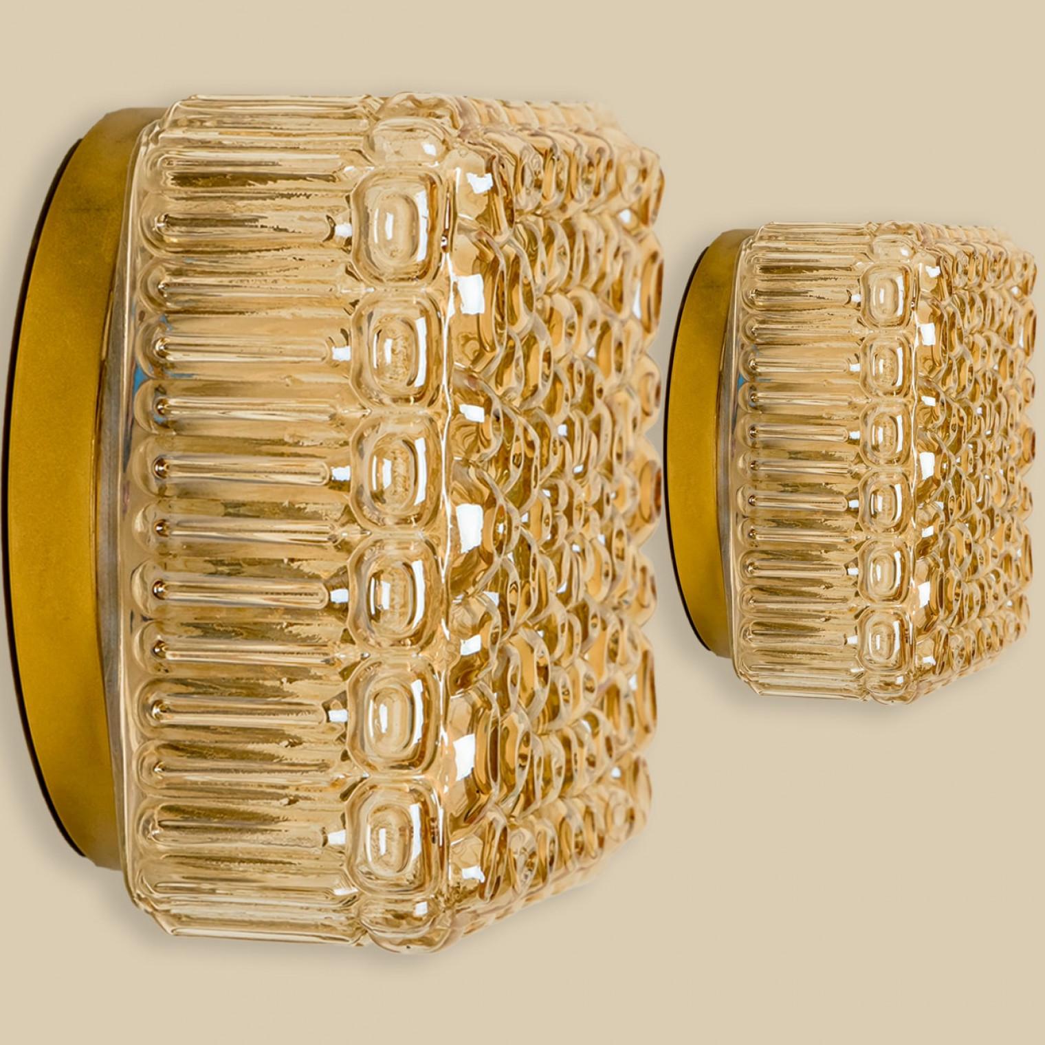 1 of the 2 Square Amber Glass Flush Mounts in Style of Helena Tynell, 1960 For Sale 1