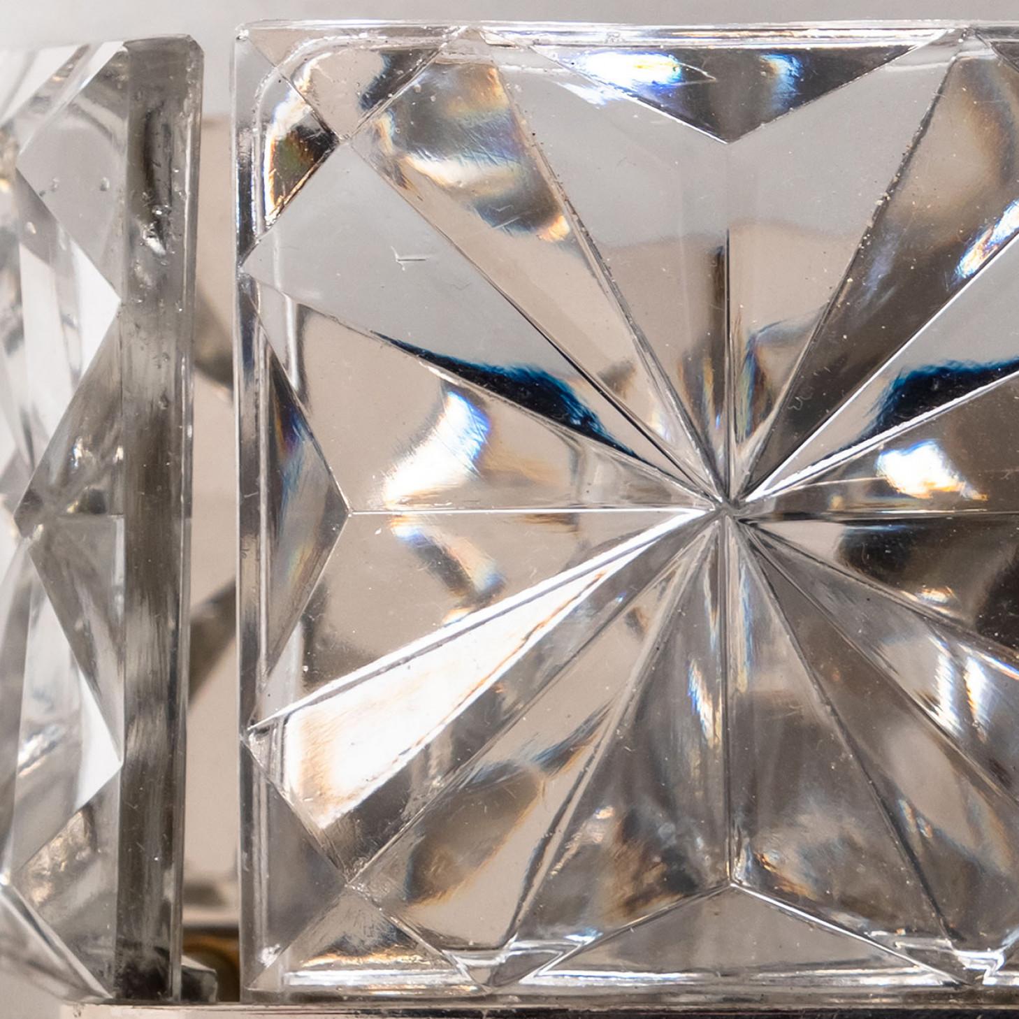 1 der 2 quadratischen Wandleuchter aus Kristall und Silberchrom von Kinkeldey, Deutschland, 1970 im Angebot 5