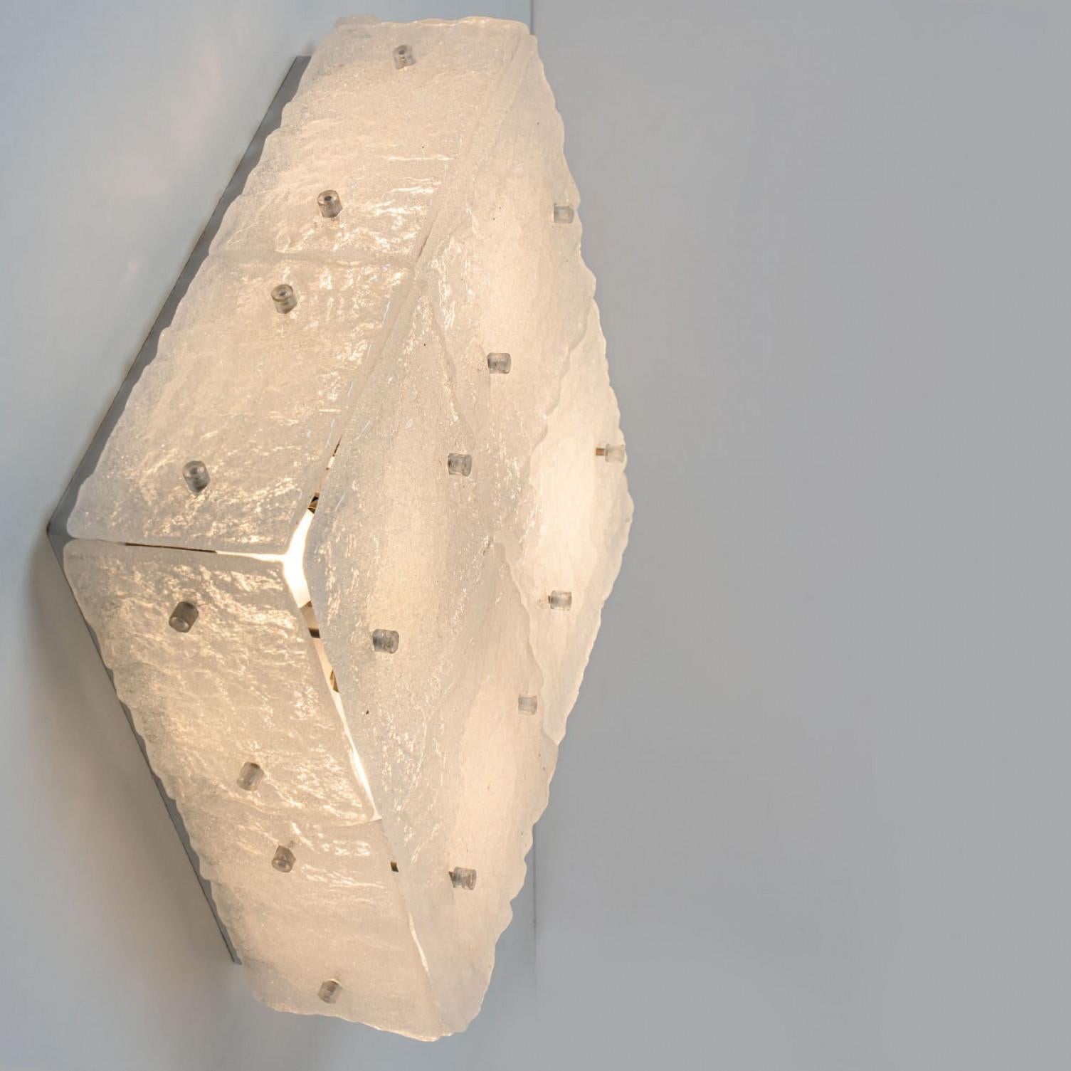 1 de los 2 empotrables cuadrados cromados de cristal esmerilado, años 70 Chapado en plata en venta